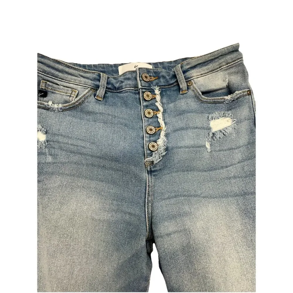 KanCan Jeans Womens Estilo High Rise Denim Blue Distressed Medium Wash Sz 7 27 - Picture 2 of 10